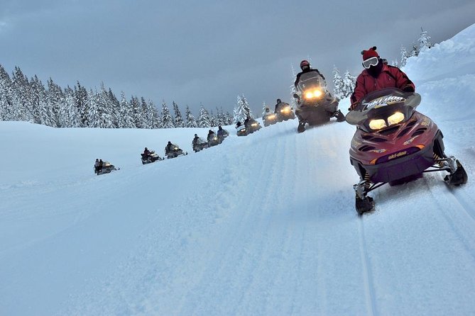 Pamporovo Ultimate Snowmobile Experience - Riding toward Mount Perelik from Stikal
